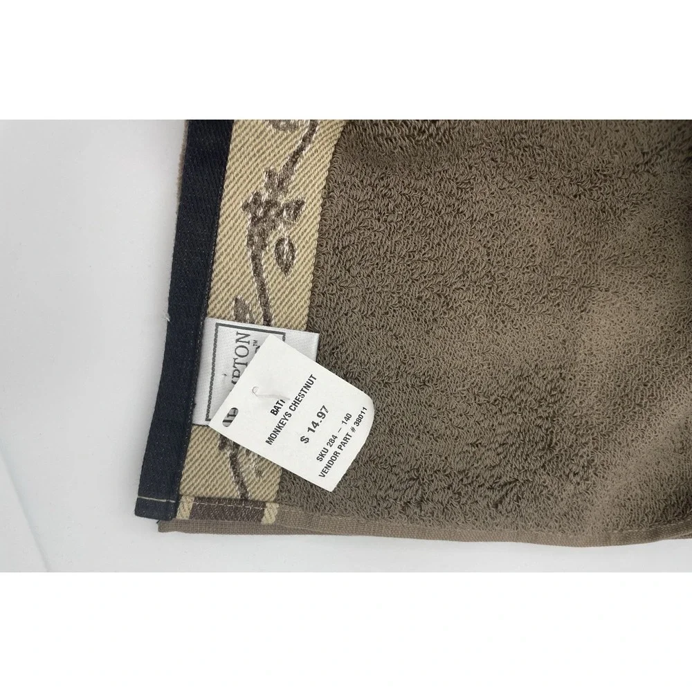 NOS Vintage Hampton Contessa‎ Manor Tapestry Monkeys Brown Towel Set of 6 NEW